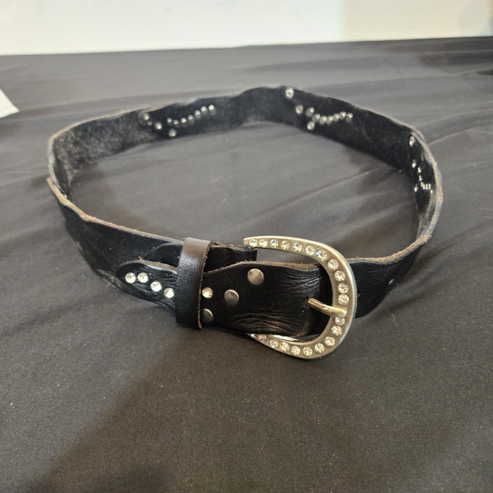 Unbranded Unique Serpentine Leather And Rhinestone Belt